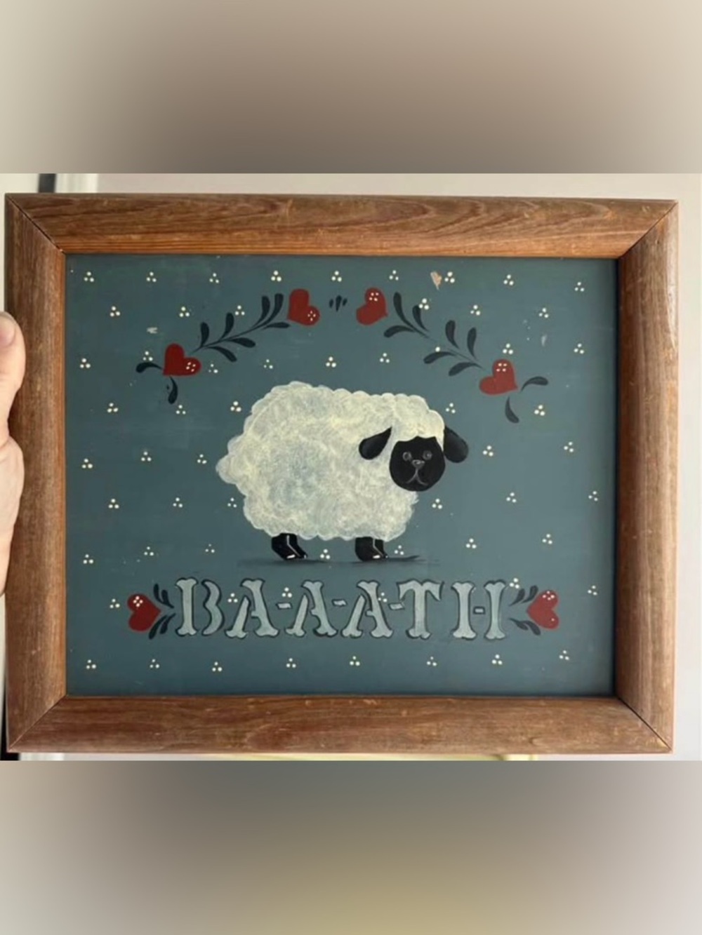 Vintage hand painted bath wall art